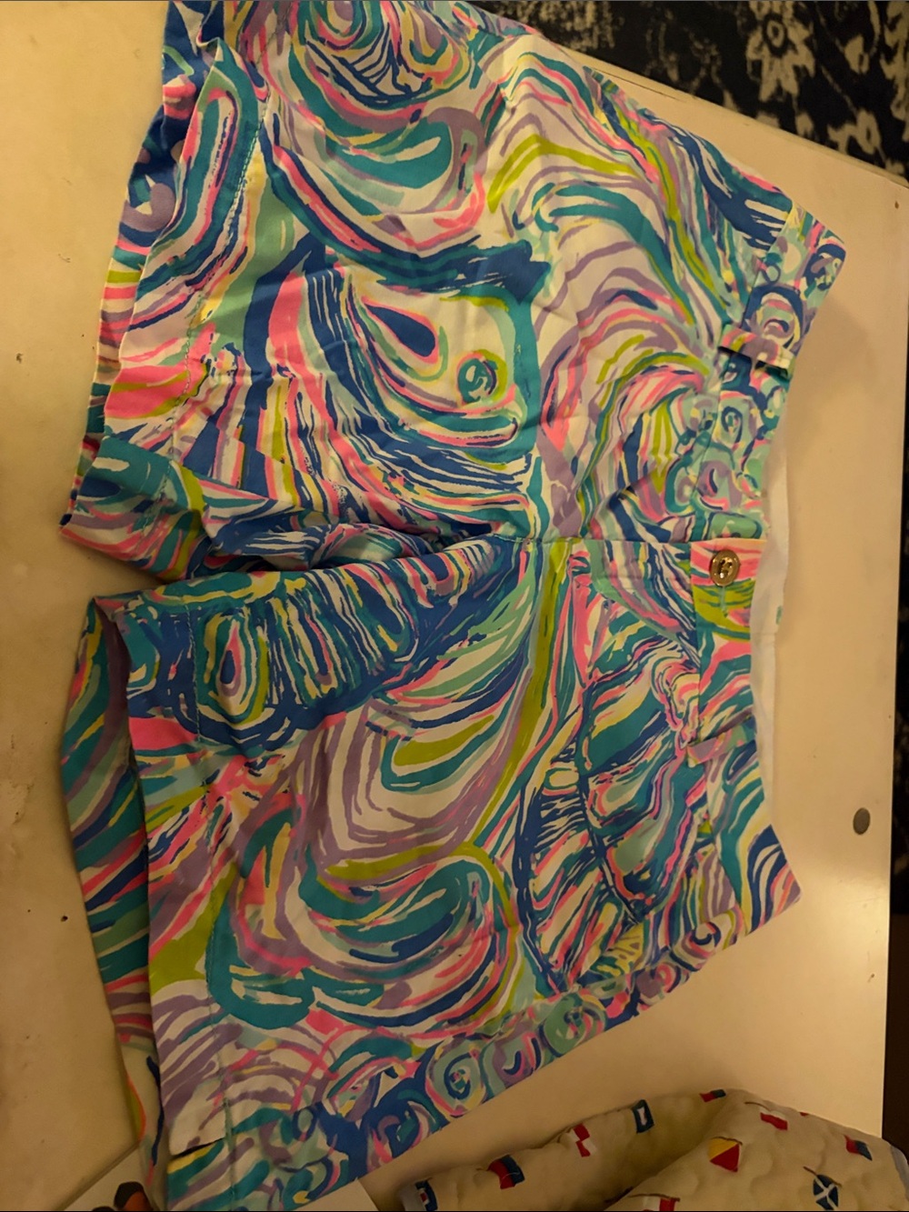 Lilly Pulitzer Vibrant Teal, Pink & Blue Swirl Bermuda Shorts